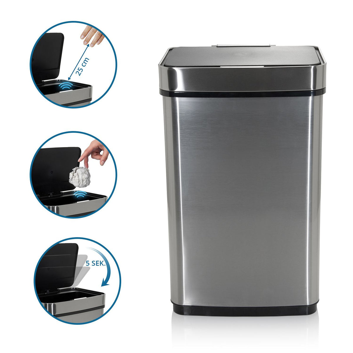 Šiukšliadėžė CLEAN 60 L su jutikliu
