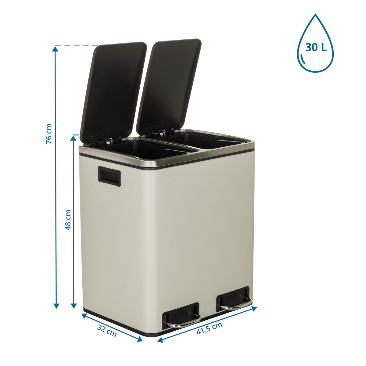 Šiukšlių dėžė CLEAN Beige 2 x 15 L