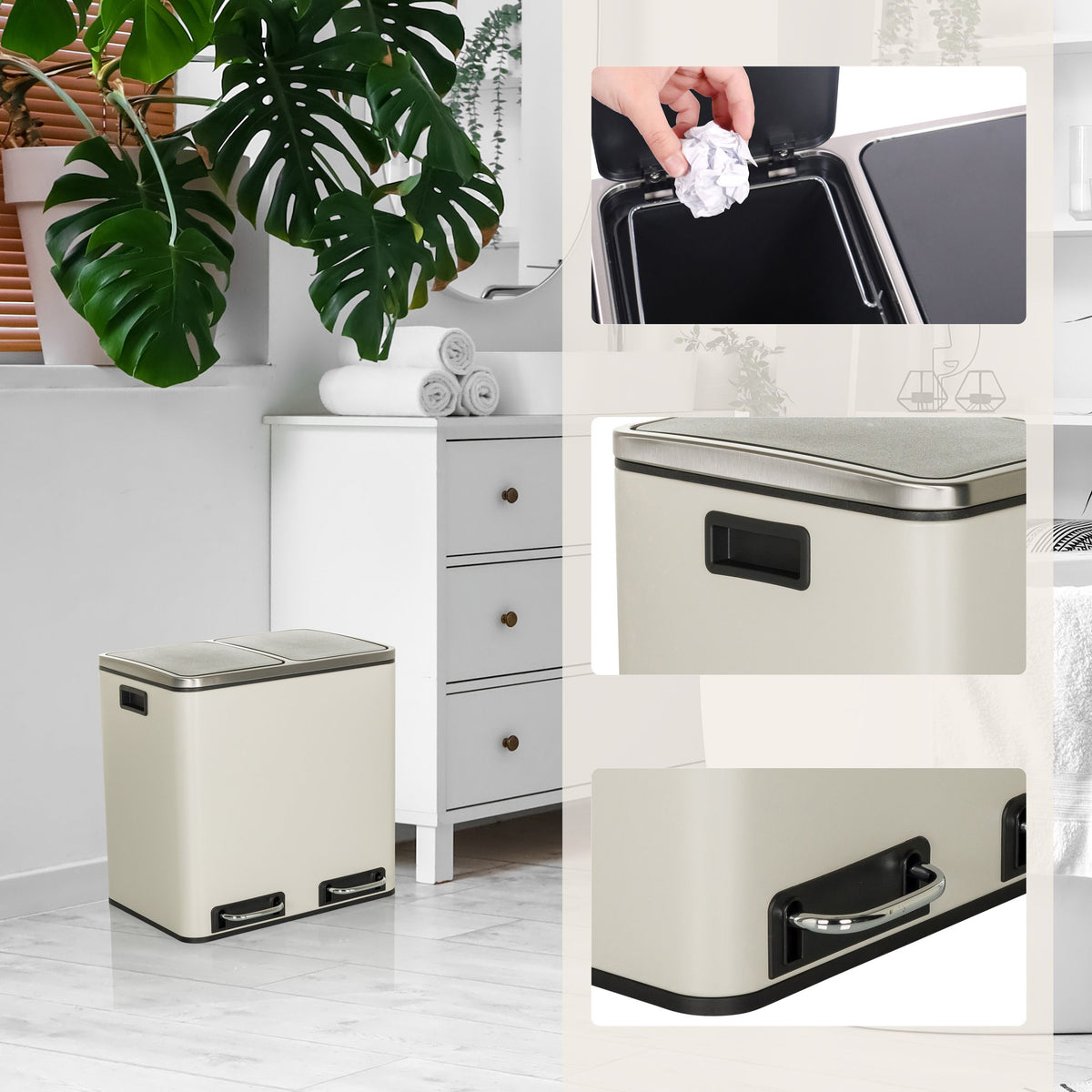 Šiukšlių dėžė CLEAN Beige 2 x 15 L