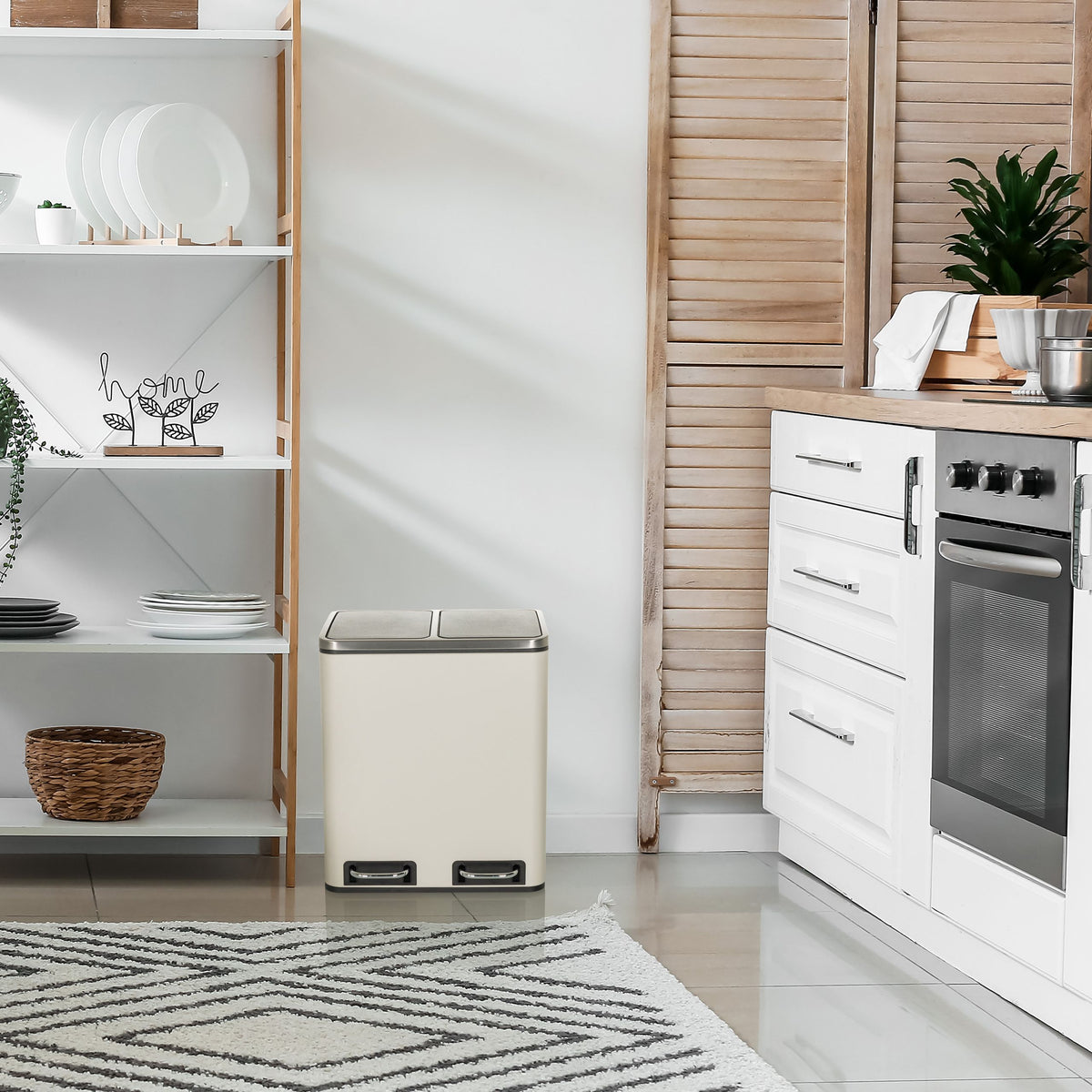Šiukšlių dėžė CLEAN Beige 2 x 15 L