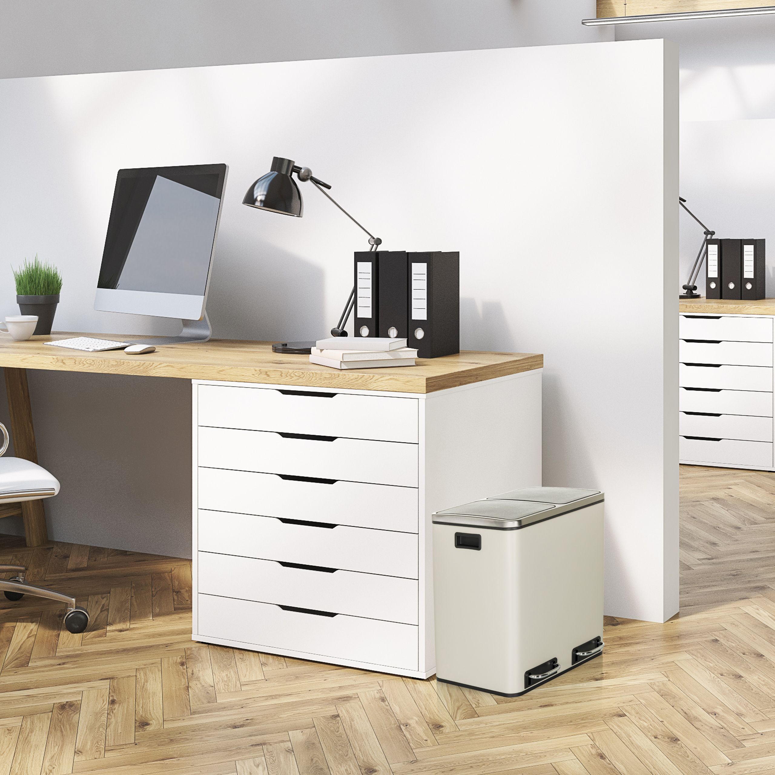 Šiukšlių dėžė CLEAN Beige 2 x 15 L