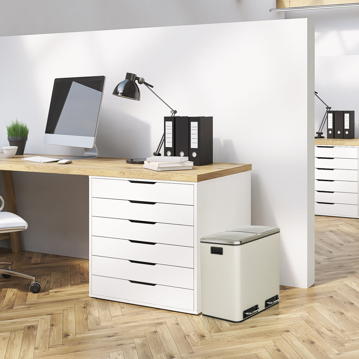 Šiukšlių dėžė CLEAN Beige 2 x 15 L