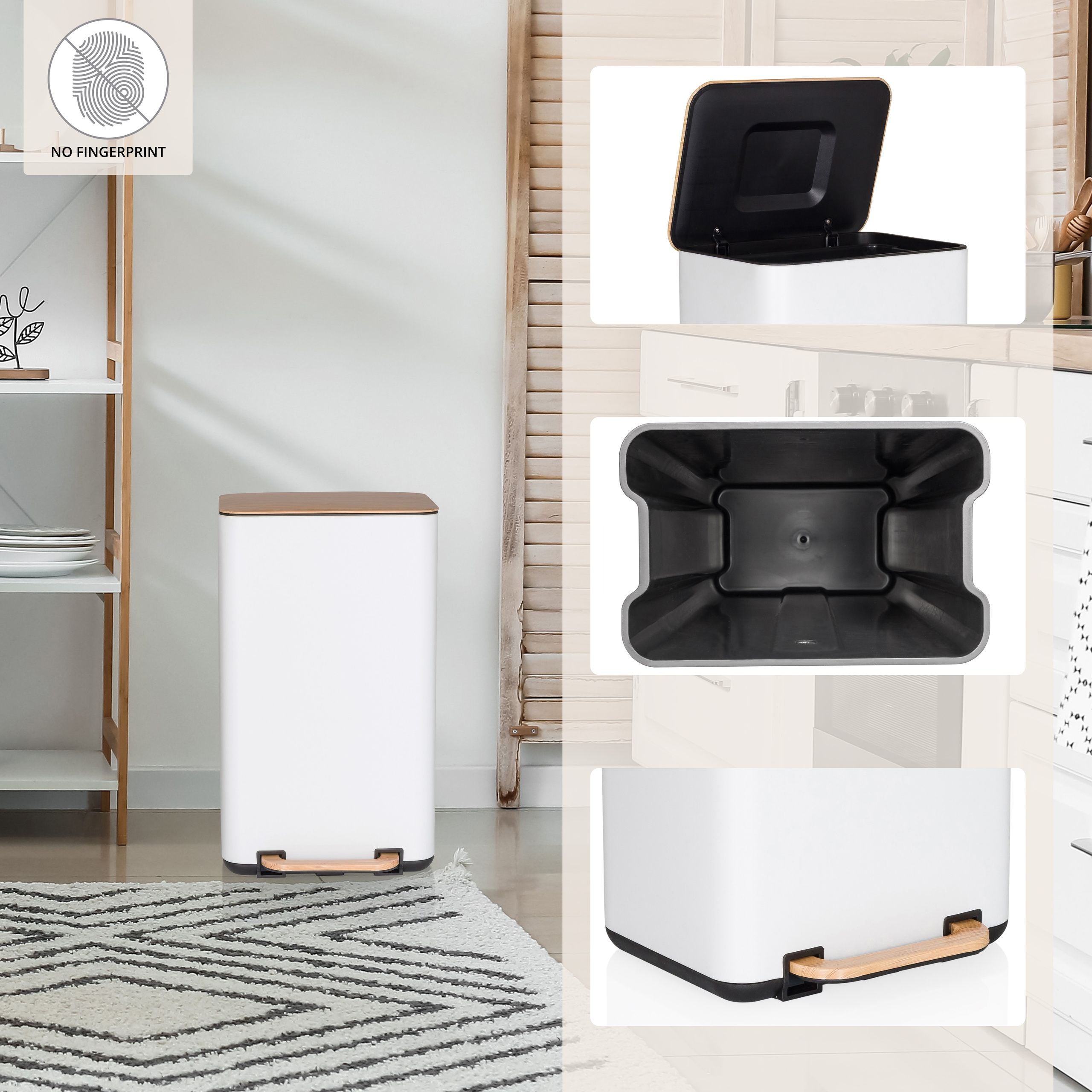 Šiukšliadėžė CLEAN NATURA White 30 L
