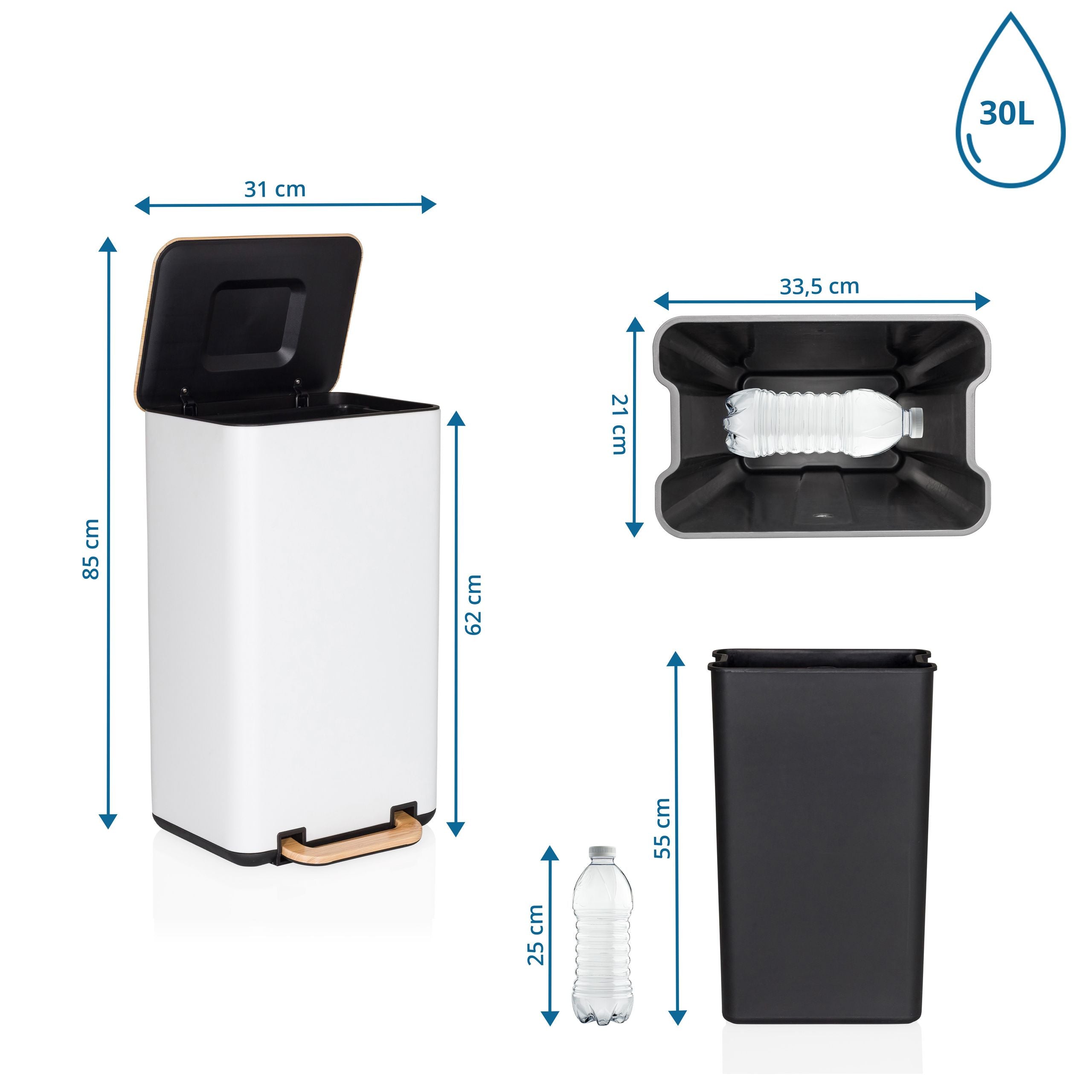 Šiukšliadėžė CLEAN NATURA White 30 L