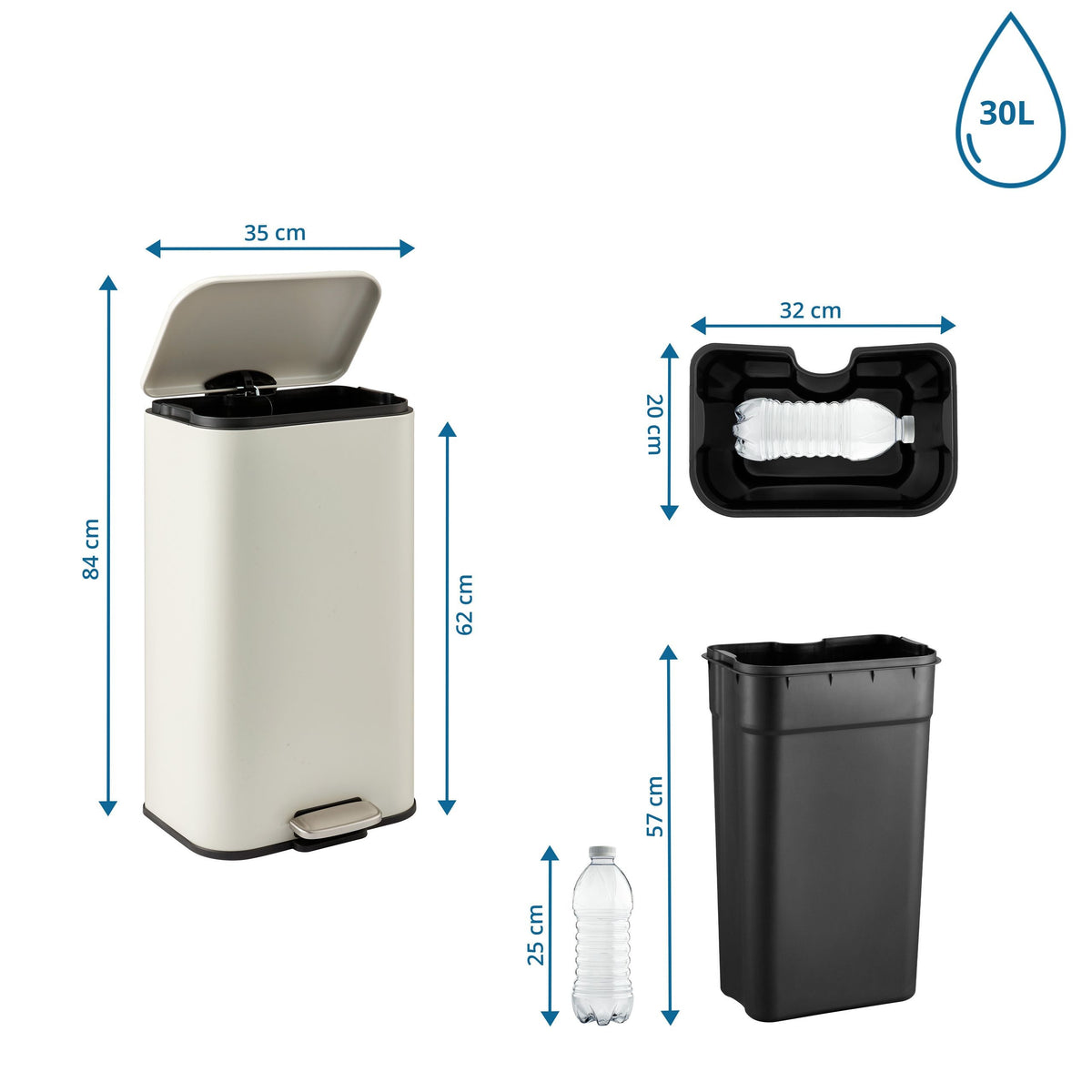 Šiukšliadėžė CLEAN ONE BEIGE 30 L