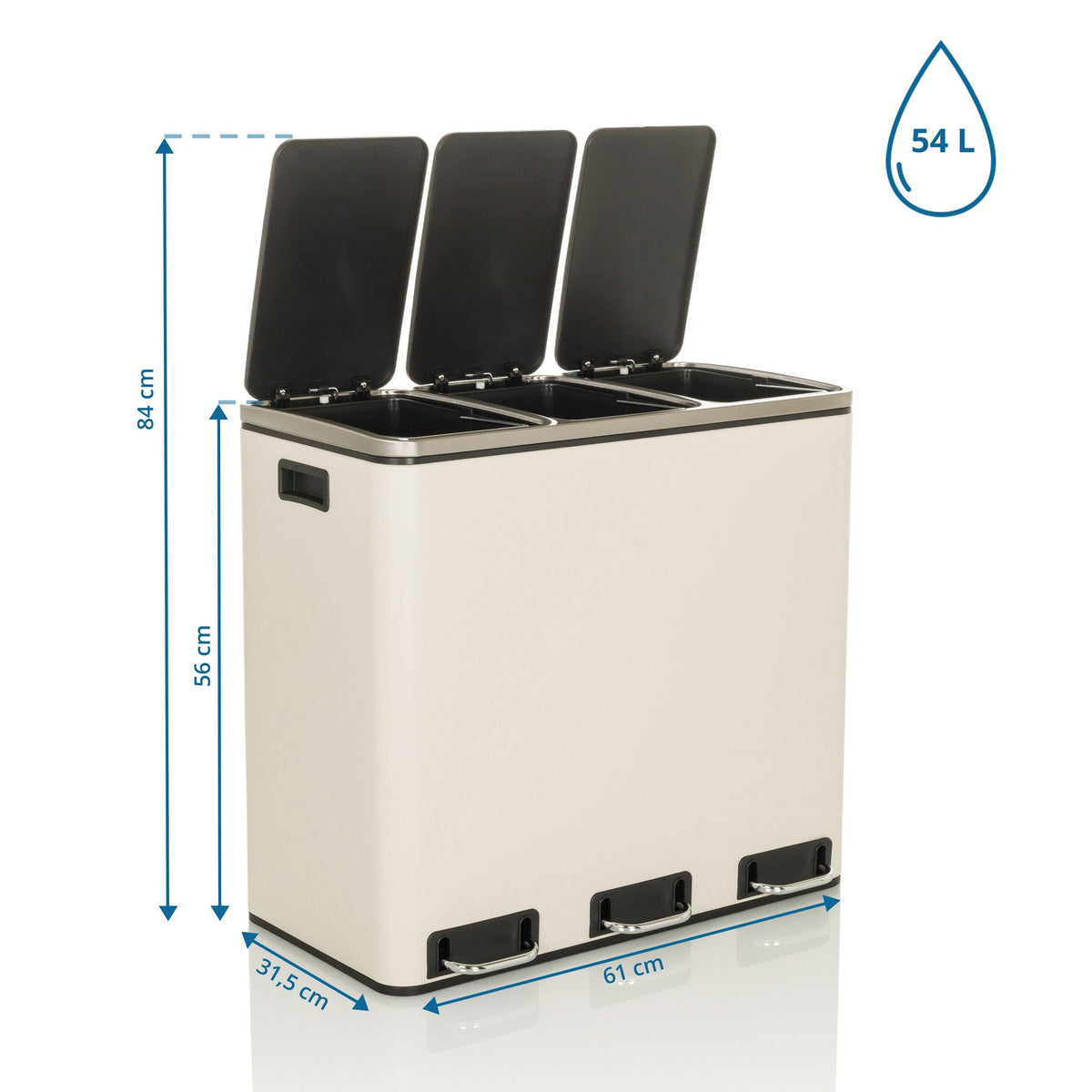 Atliekų šiukšliadėžė CLEAN PRO Beige, 3 x 18 L