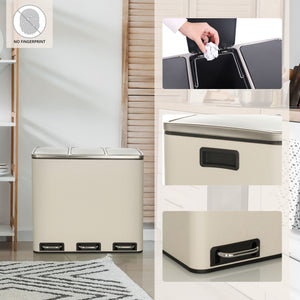 Atliekų šiukšliadėžė CLEAN PRO Beige, 3 x 18 L