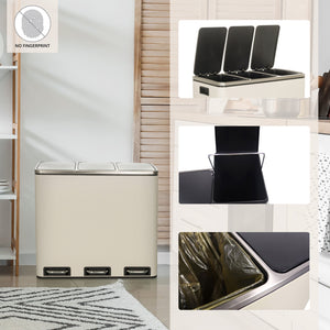 Atliekų šiukšliadėžė CLEAN PRO Beige, 3 x 18 L