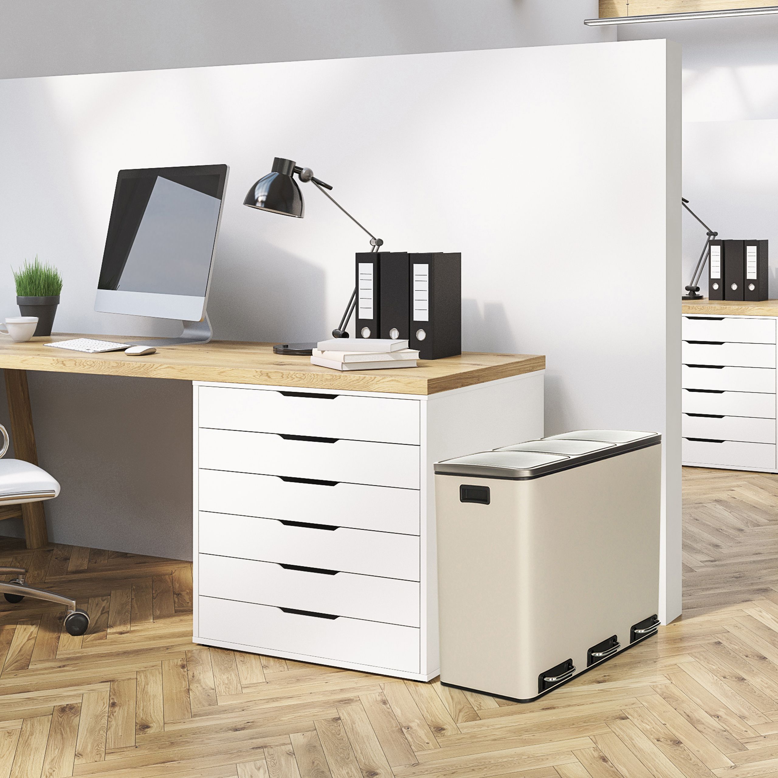 Atliekų šiukšliadėžė CLEAN PRO Beige, 3 x 18 L