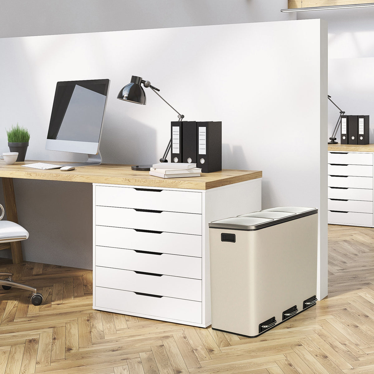 Atliekų šiukšliadėžė CLEAN PRO Beige, 3 x 18 L