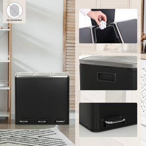 Atliekų rūšiavimo šiukšliadėžė CLEAN PRO Black, 3 x 18 L