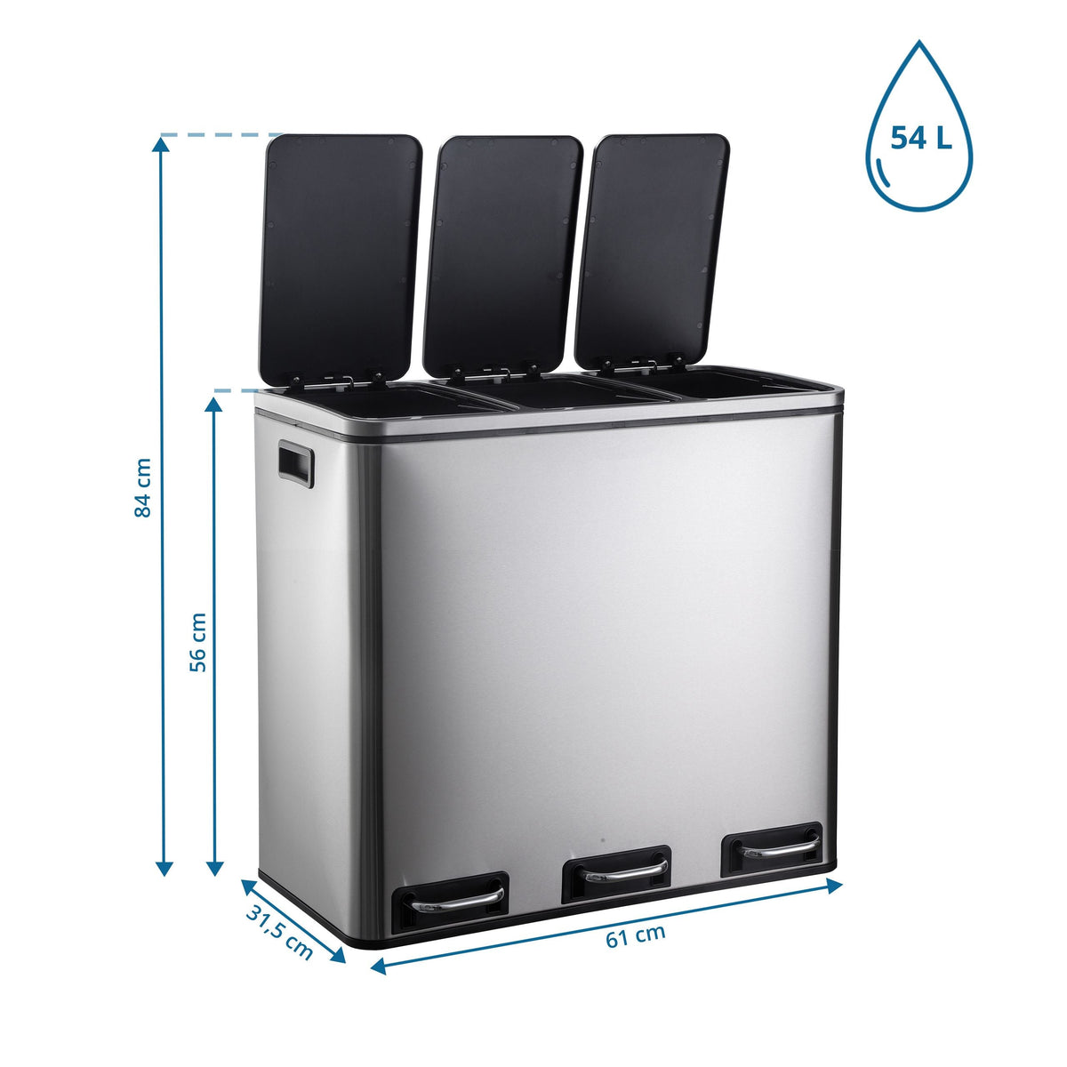 Šiukšliadėžė CLEAN PRO Silver 3 x 18 L