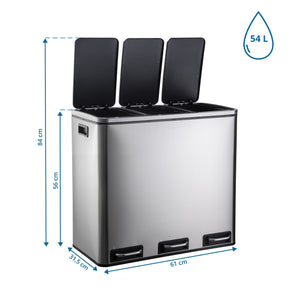 Šiukšliadėžė CLEAN PRO Silver 3 x 18 L