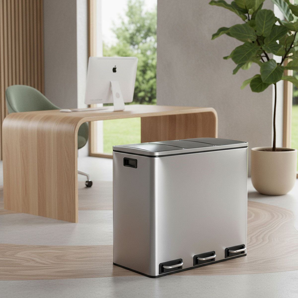 Šiukšliadėžė CLEAN PRO Silver 3 x 18 L