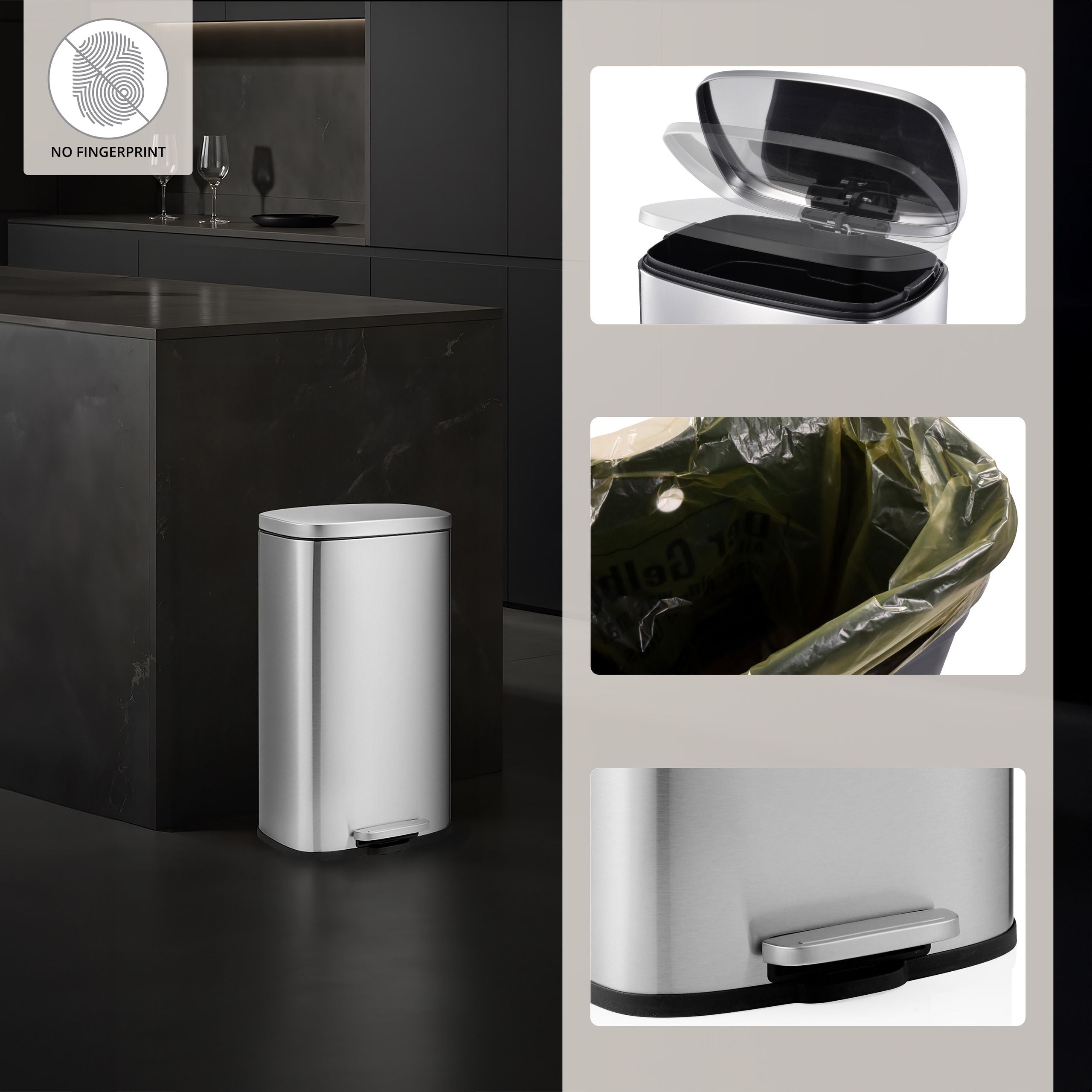 Šiukšliadėžė CLEAN STAINLESS 30 L