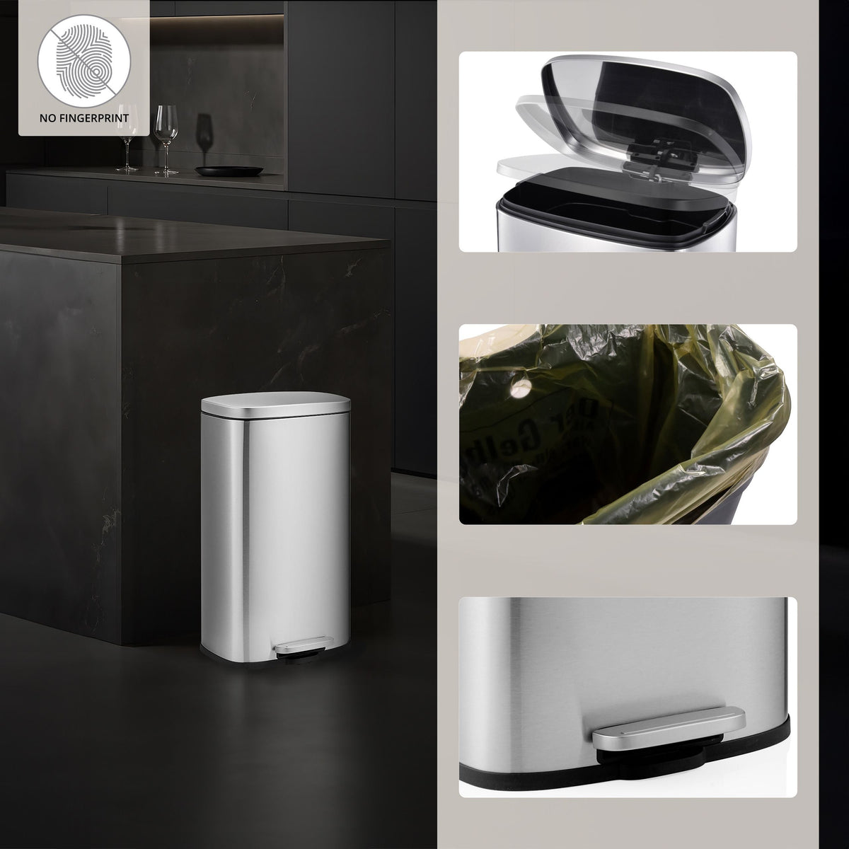 Šiukšliadėžė CLEAN STAINLESS 30 L