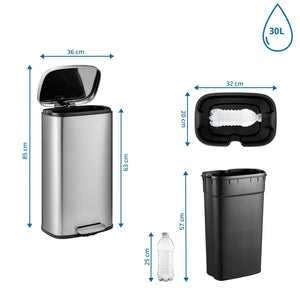 Šiukšliadėžė CLEAN STAINLESS 30 L