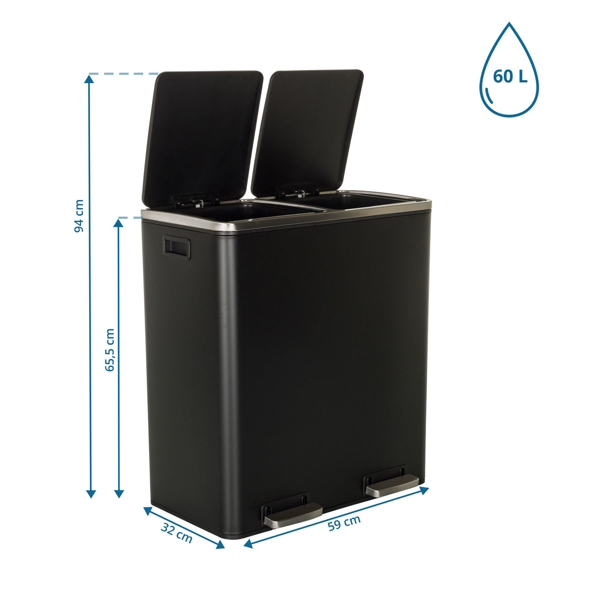 Atliekų šiukšliadėžė CLEAN XI, 2 x 30 L