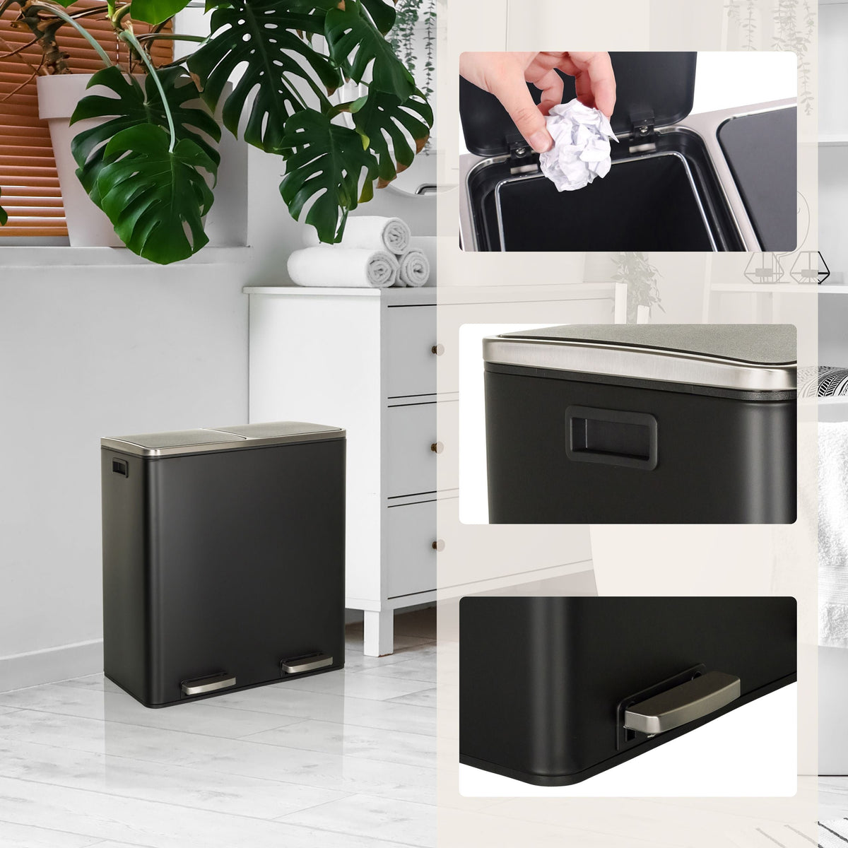 Atliekų šiukšliadėžė CLEAN XI, 2 x 30 L