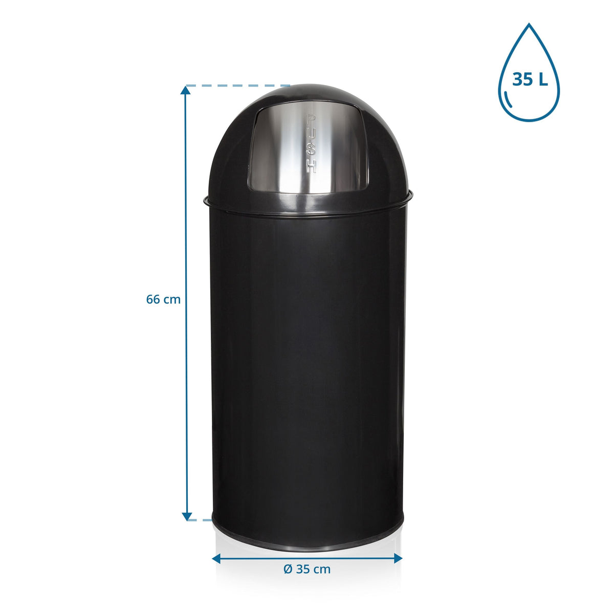 Šiukšlių dėžė PUSH Black 35 L