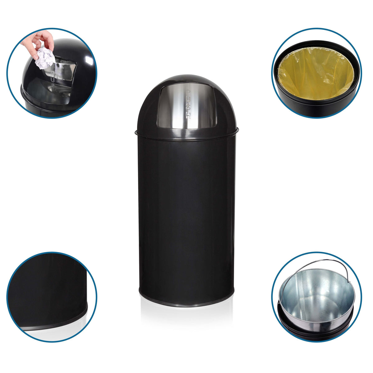 Šiukšlių dėžė PUSH Black 35 L