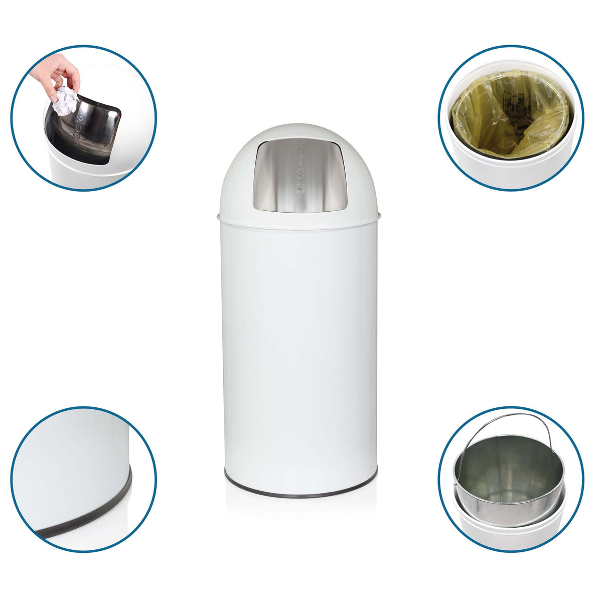 Atliekų šiukšliadėžė PUSH White 35 L
