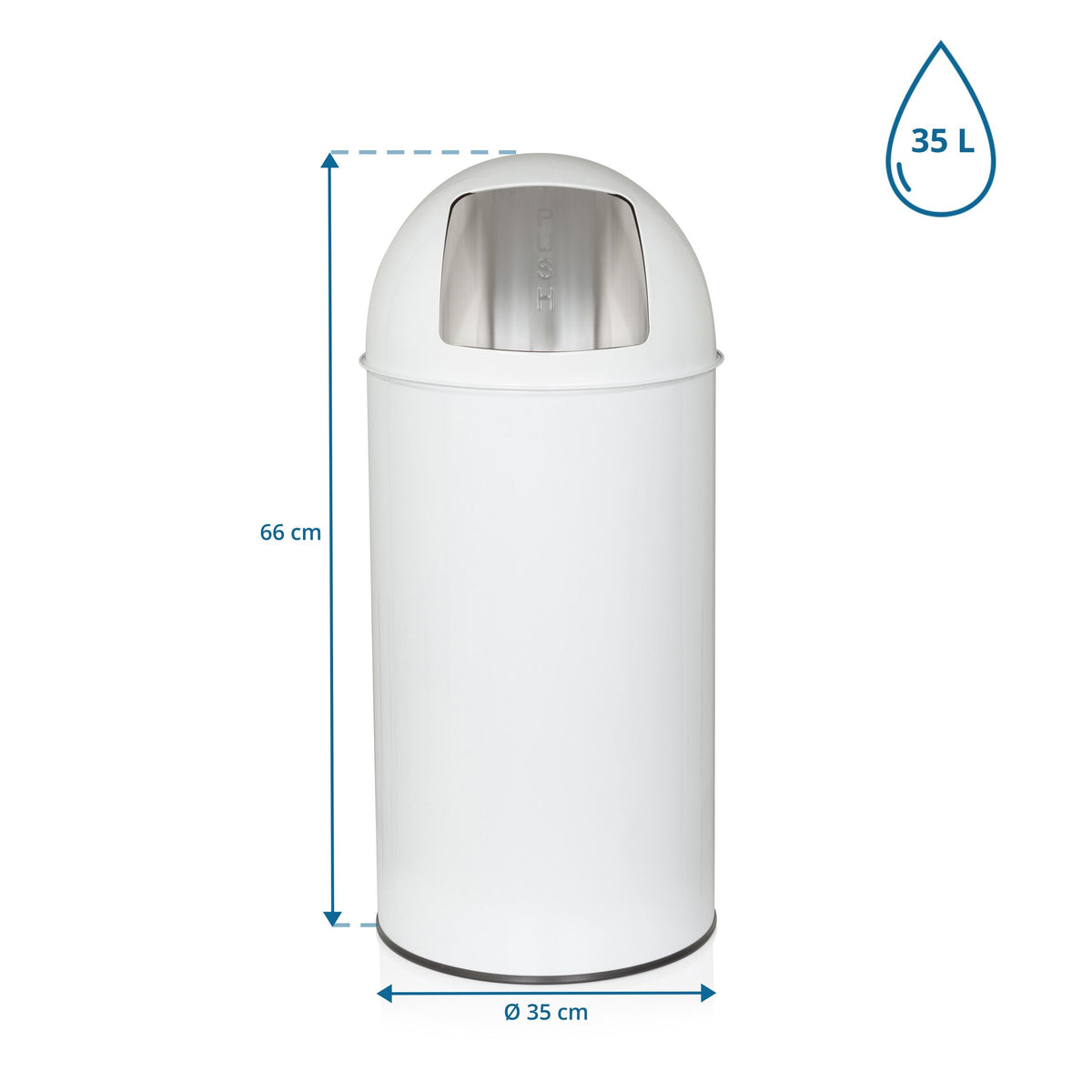 Atliekų šiukšliadėžė PUSH White 35 L