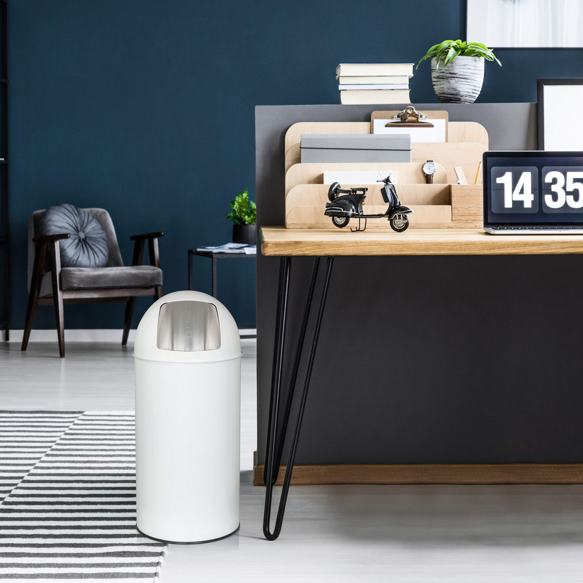 Atliekų šiukšliadėžė PUSH White 35 L