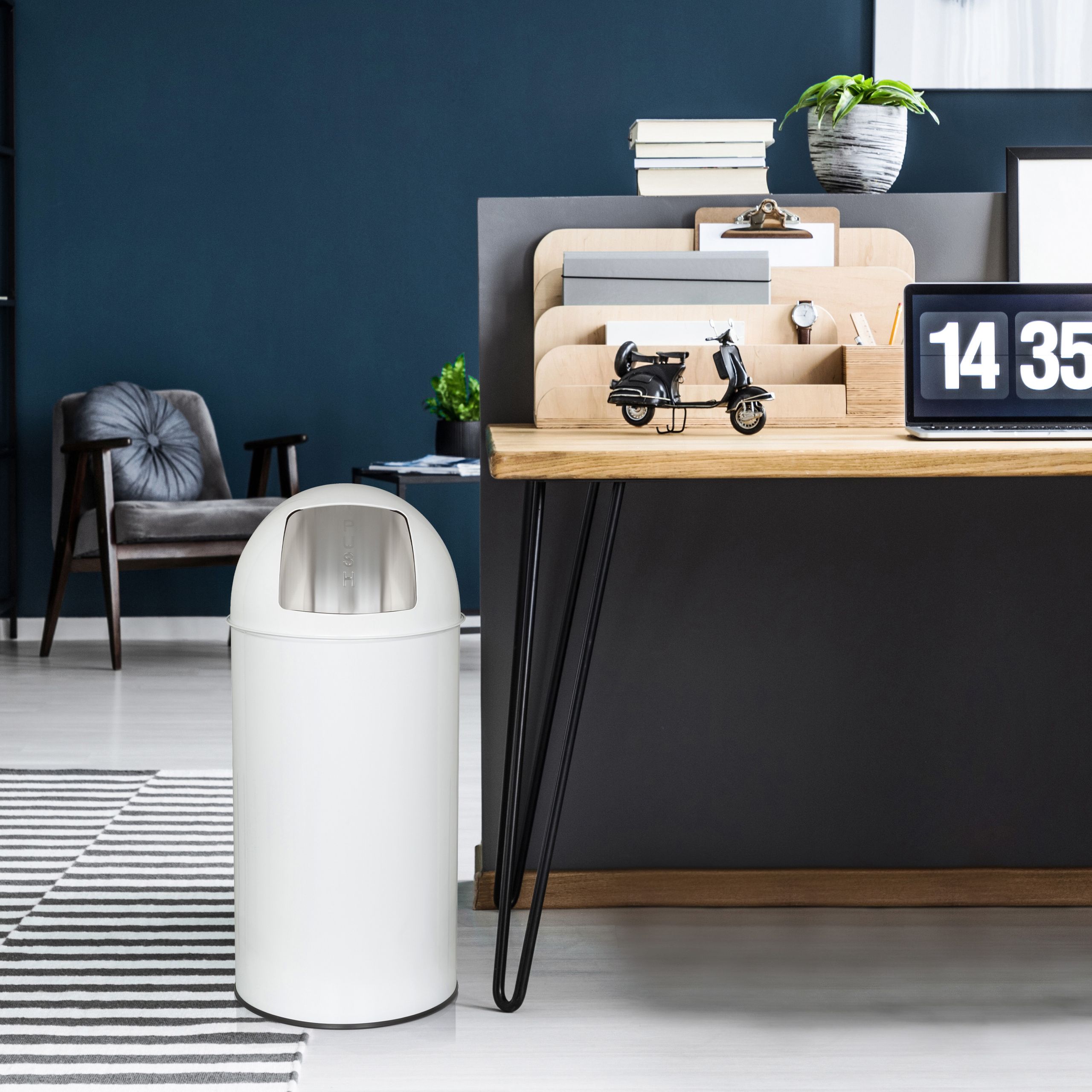 Šiukšliadėžė PUSH White 50 L