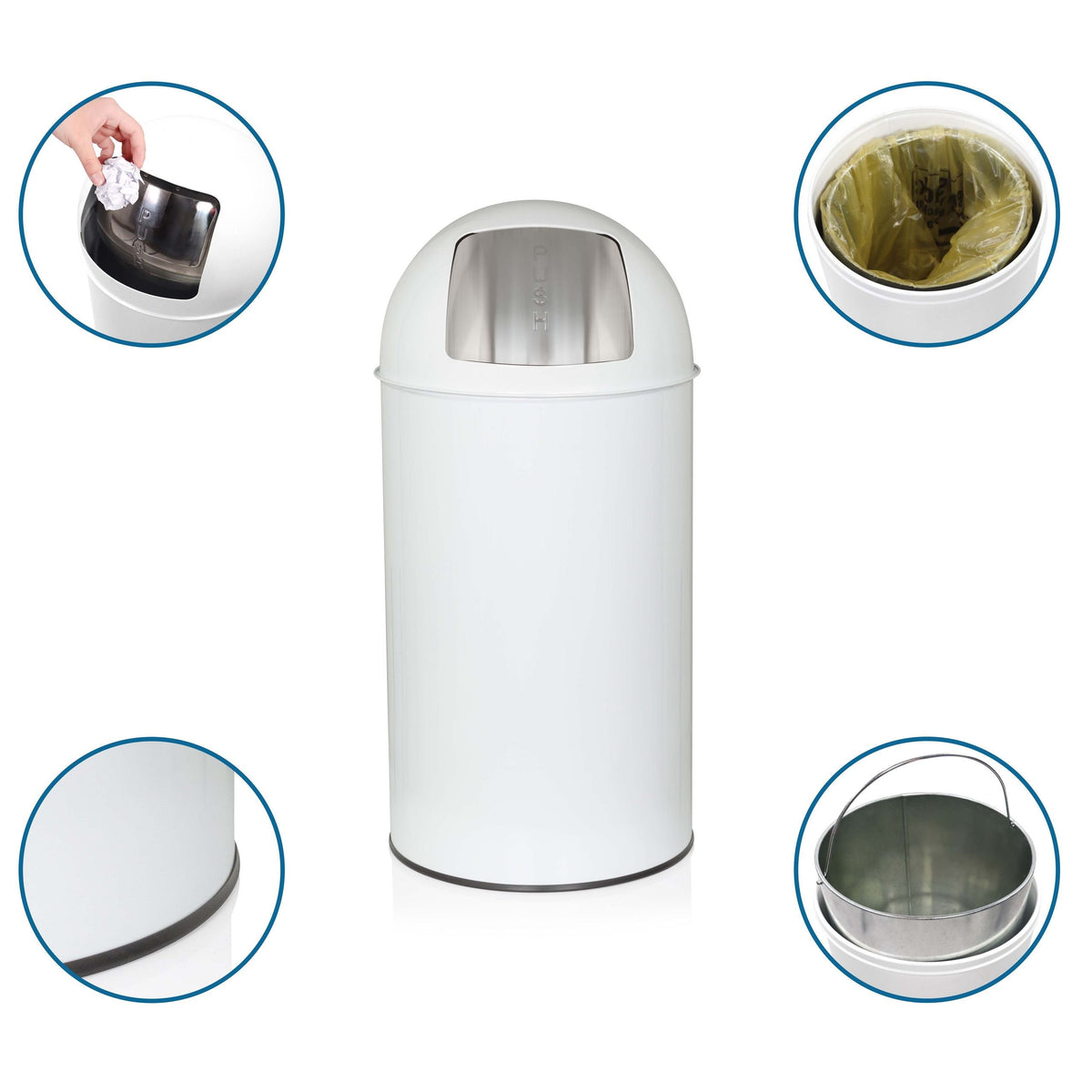Šiukšliadėžė PUSH White 50 L