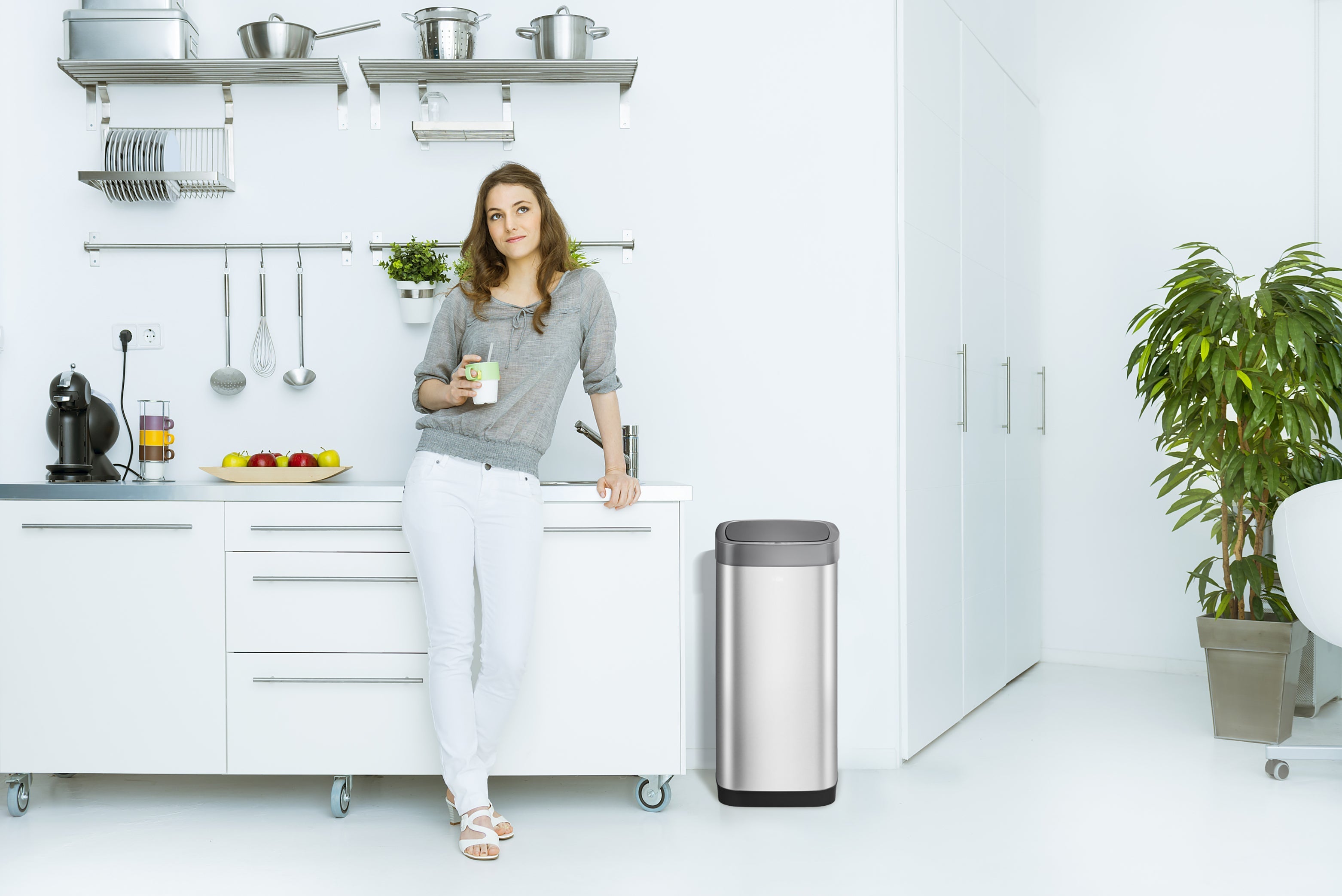 Šiukšliadėžė SMART SENSOR 50 L, nerūdijantis plienas, su jutikliu
