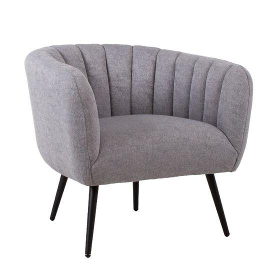 Poilsio krėslas TUCKER 78x71xH69cm, pilkas audinys, juodos metalinės kojelės