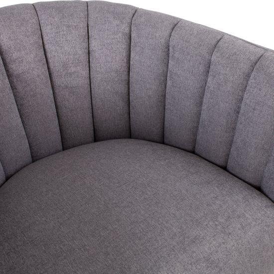 Poilsio krėslas TUCKER 78x71xH69cm, pilkas audinys, juodos metalinės kojelės
