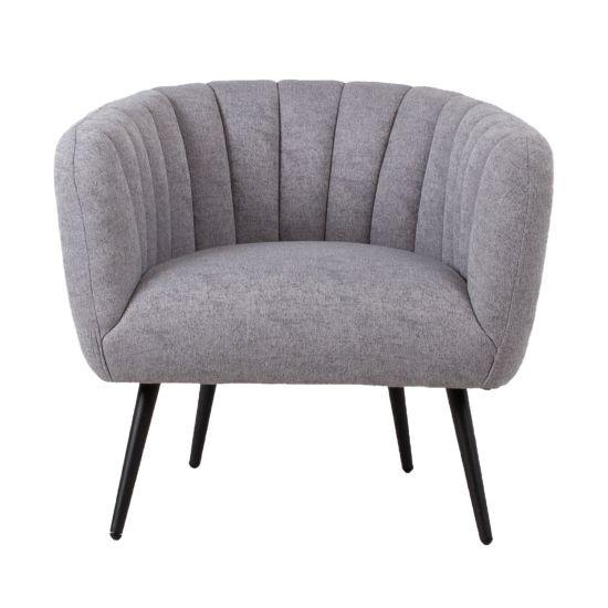 Poilsio krėslas TUCKER 78x71xH69cm, pilkas audinys, juodos metalinės kojelės