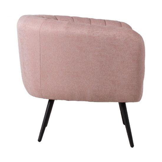 Poilsio krėslas TUCKER 78x71xH69cm, rožinio audinio, juodos metalinės kojelės