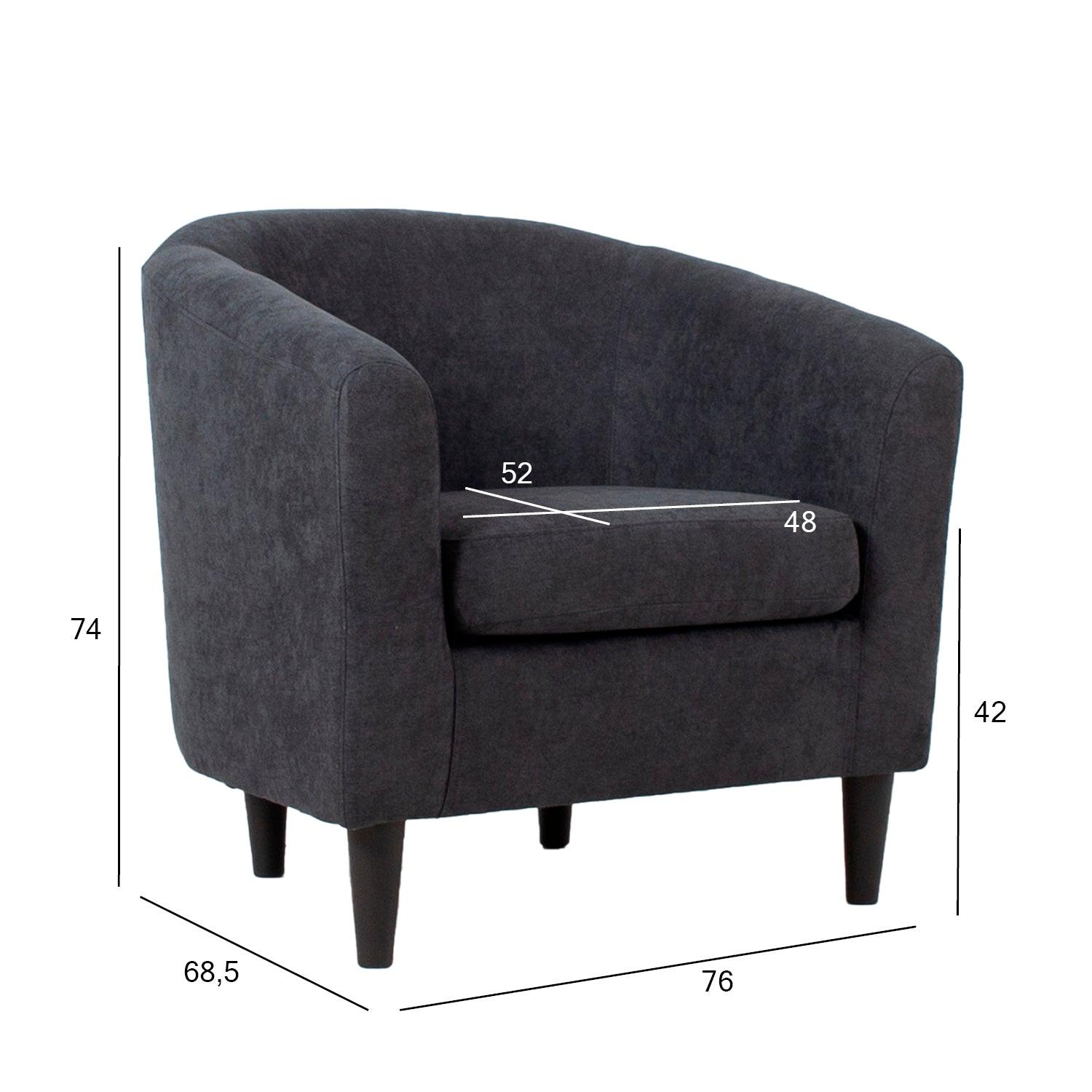 Poilsio fotelis WESTER 76x685xH74cm, tamsiai pilkas audinys