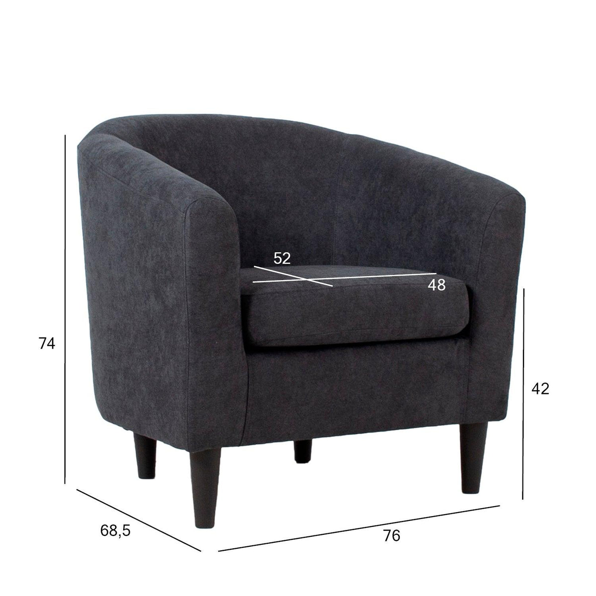 Poilsio fotelis WESTER 76x685xH74cm, tamsiai pilkas audinys