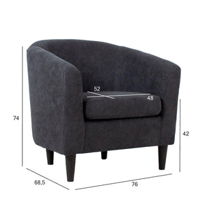 Poilsio fotelis WESTER 76x685xH74cm, tamsiai pilkas audinys