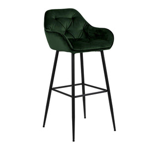 Baro kėdė BROOKE 55x52xH103.5cm miško žalios spalvos aksomas / juoda