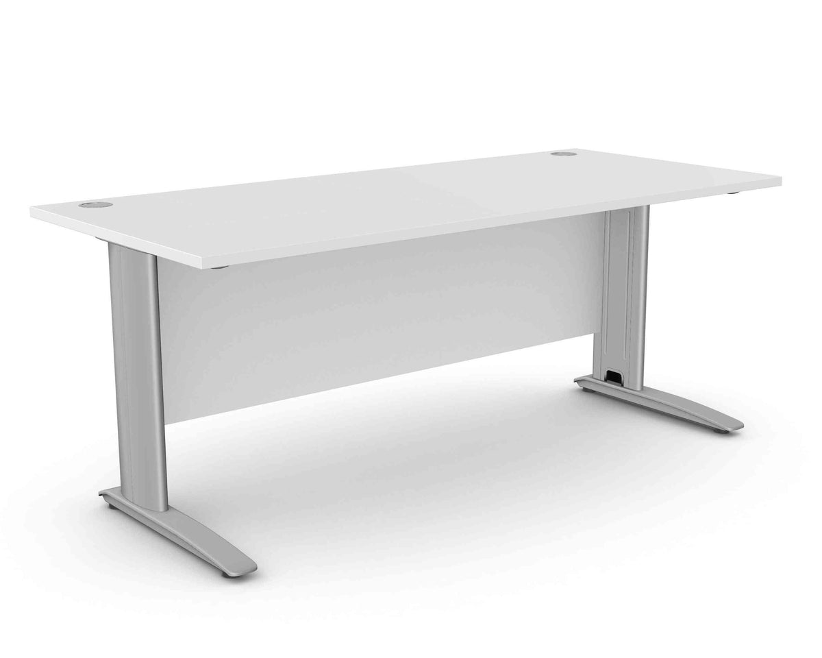 Biuro stalas ARETH STANDARD, su uždengimo plokšte – Šviesiai pilka / Sidabro / 180 x 80