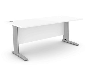 Biuro stalas ARETH STANDARD, su uždengimo plokšte – Balta / Sidabro / 180 x 80
