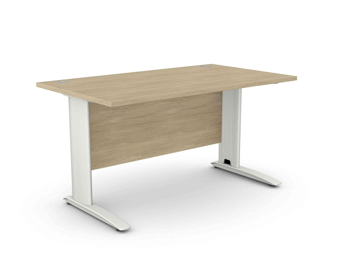 Biuro stalas ARETH STANDARD, su uždengimo plokšte – Amber Oak / Balta / 140 x 80