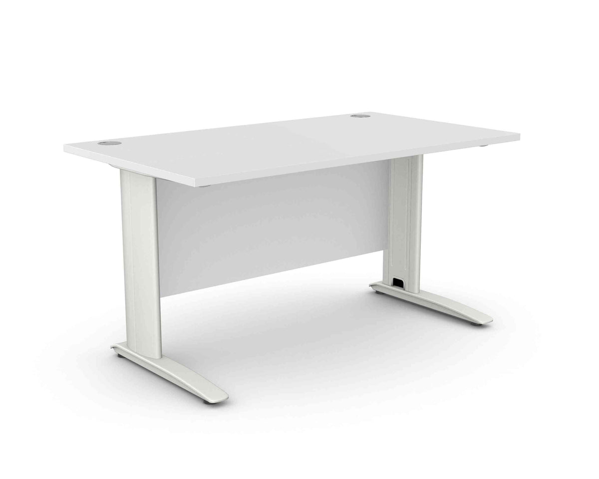 Biuro stalas ARETH STANDARD, su uždengimo plokšte – Šviesiai pilka / Balta / 140 x 80