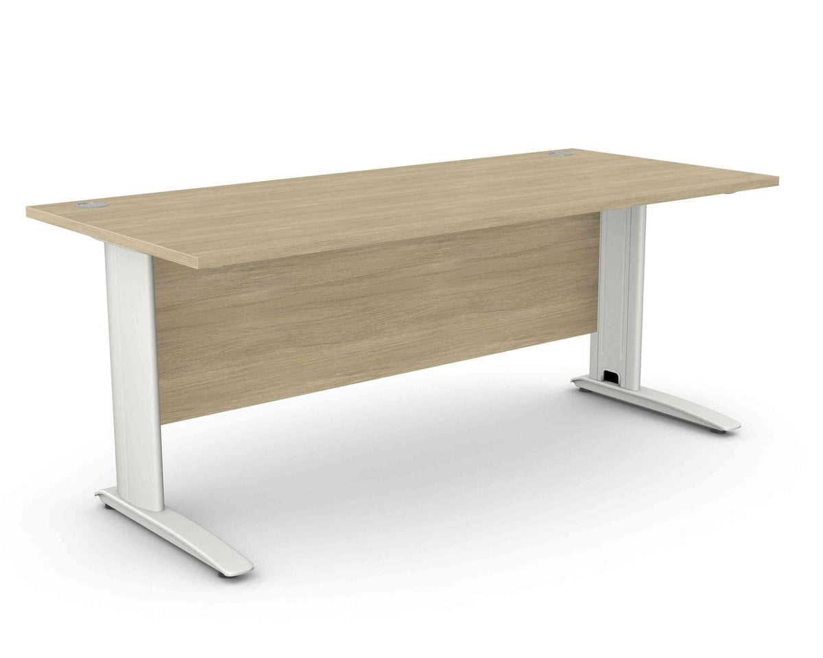 Biuro stalas ARETH STANDARD, su uždengimo plokšte – Amber Oak / Balta / 180 x 80