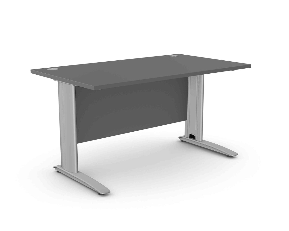 Biuro stalas ARETH STANDARD, su uždengimo plokšte – Grafito / Sidabro / 140 x 80