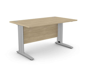 Biuro stalas ARETH STANDARD, su uždengimo plokšte – Amber Oak / Sidabro / 140 x 80