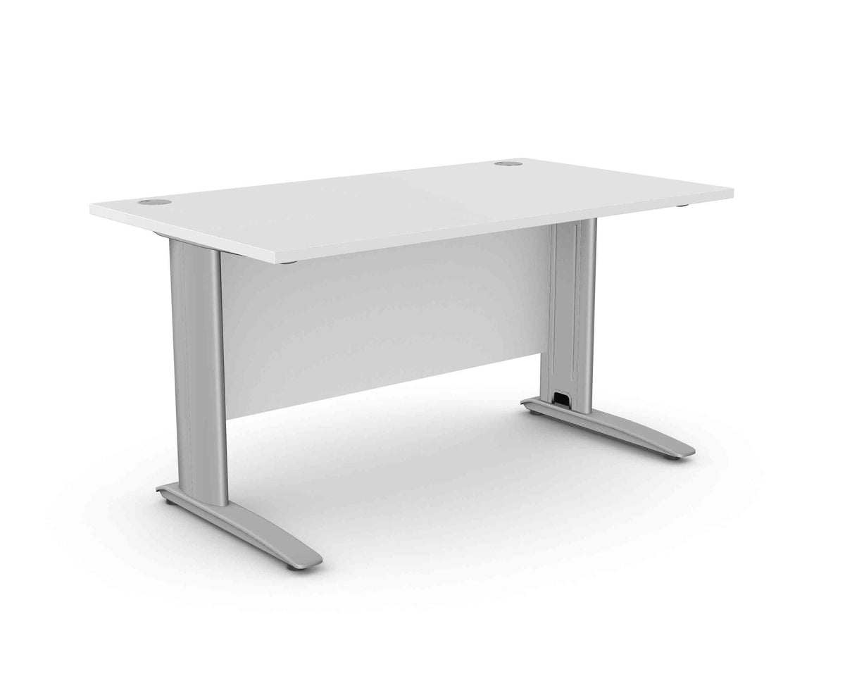 Biuro stalas ARETH STANDARD, su uždengimo plokšte – Šviesiai pilka / Sidabro / 140 x 80