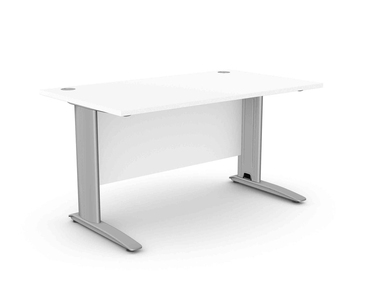 Biuro stalas ARETH STANDARD, su uždengimo plokšte – Balta / Sidabro / 160 x 80