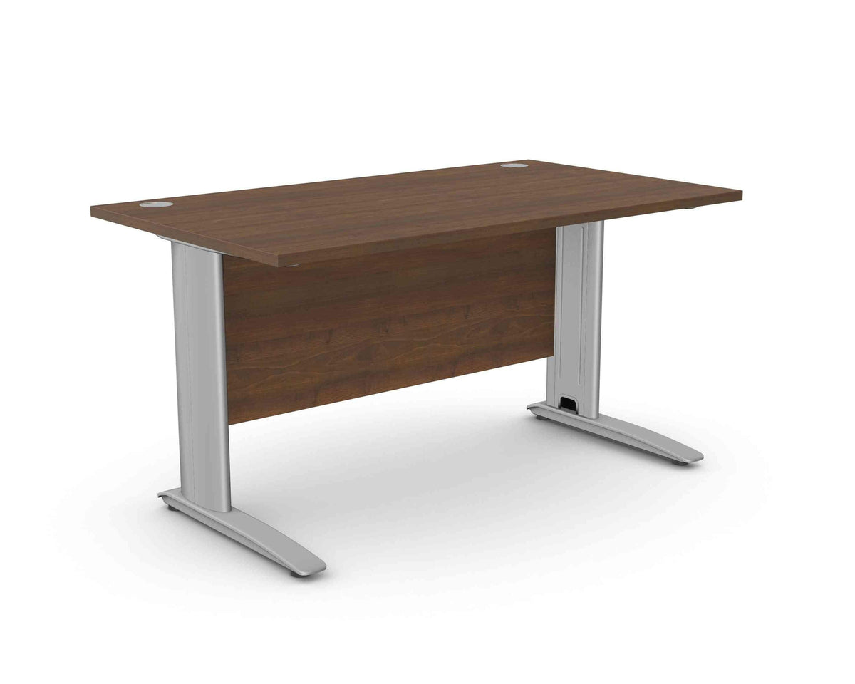 Biuro stalas ARETH STANDARD, su uždengimo plokšte – Riešutmedžio / Sidabro / 140 x 80