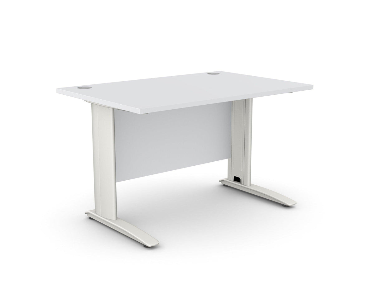 Biuro stalas ARETH STANDARD, su uždengimo plokšte – Šviesiai pilka / Balta / 120 x 80
